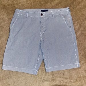 Men’s Blue/White Seersucker Shorts Sz 36